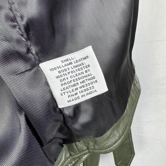 Walter Baker NEW 100% Lamb Leather Olive Biker Full Zip Jacket Ladies XS - Picture 13 of 13
